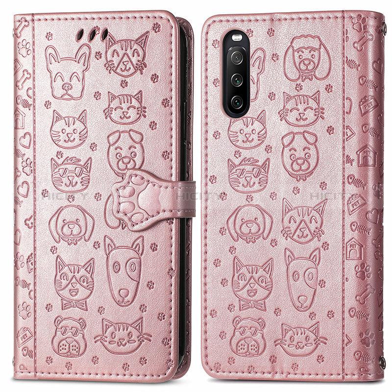 Custodia Portafoglio In Pelle Fantasia Modello Cover con Supporto S03D per Sony Xperia 10 III