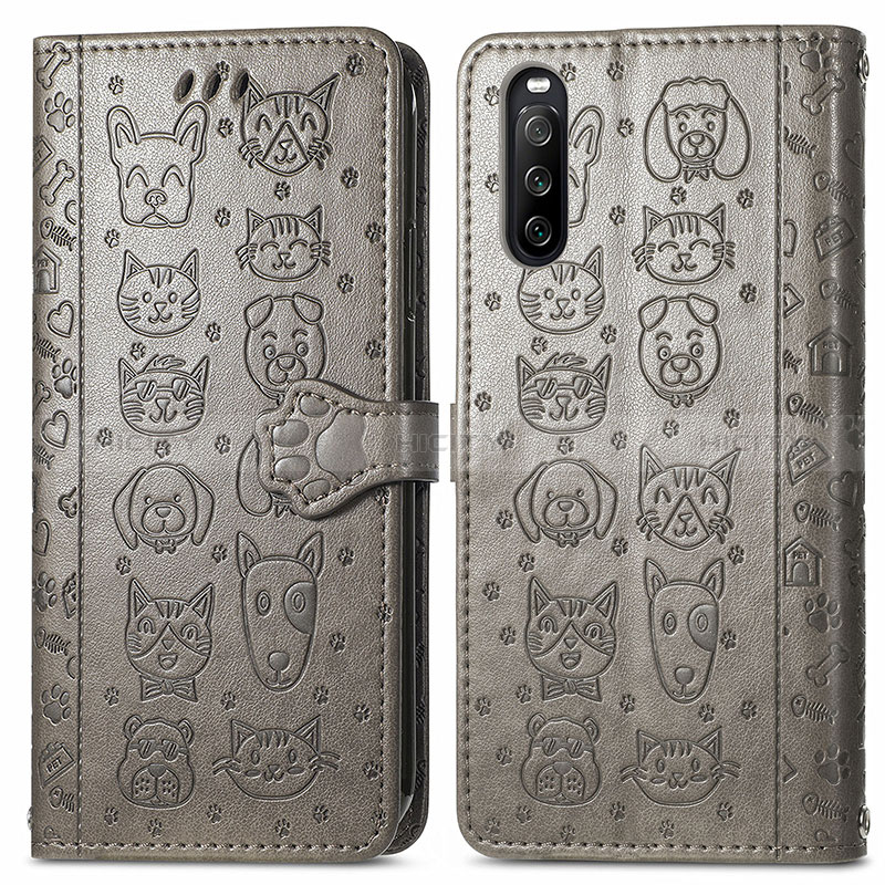 Custodia Portafoglio In Pelle Fantasia Modello Cover con Supporto S03D per Sony Xperia 10 III Lite