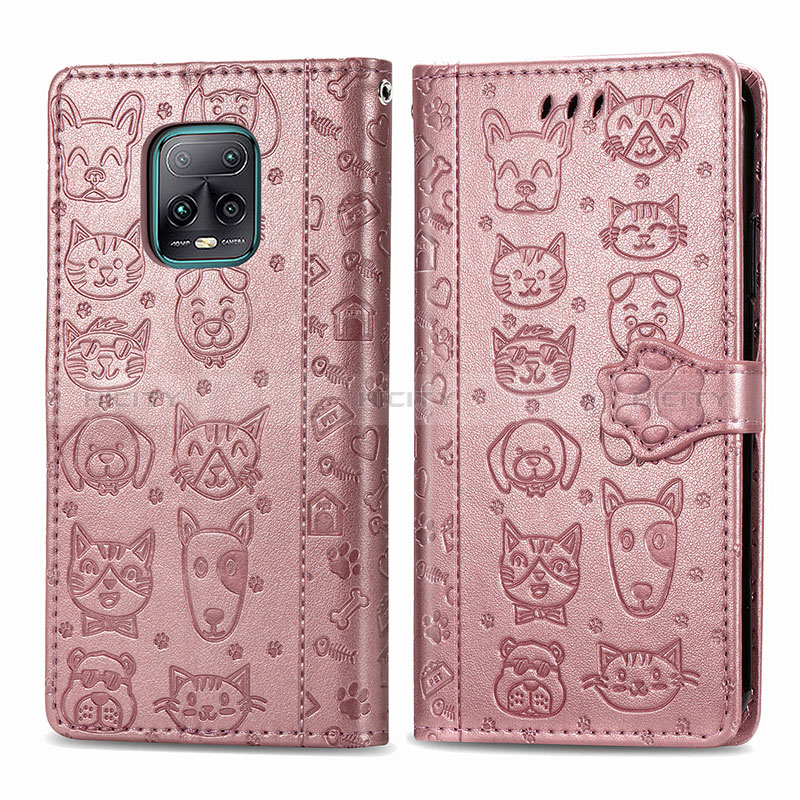 Custodia Portafoglio In Pelle Fantasia Modello Cover con Supporto S03D per Xiaomi Redmi 10X 5G Oro Rosa