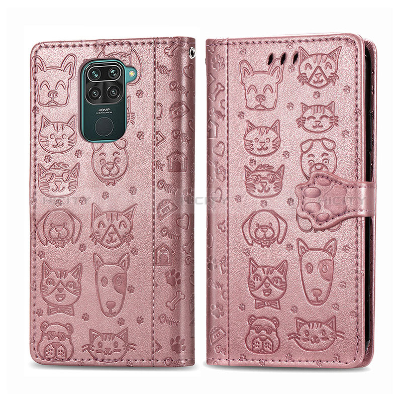Custodia Portafoglio In Pelle Fantasia Modello Cover con Supporto S03D per Xiaomi Redmi Note 9 Oro Rosa