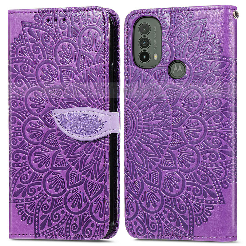 Custodia Portafoglio In Pelle Fantasia Modello Cover con Supporto S04D per Motorola Moto E20