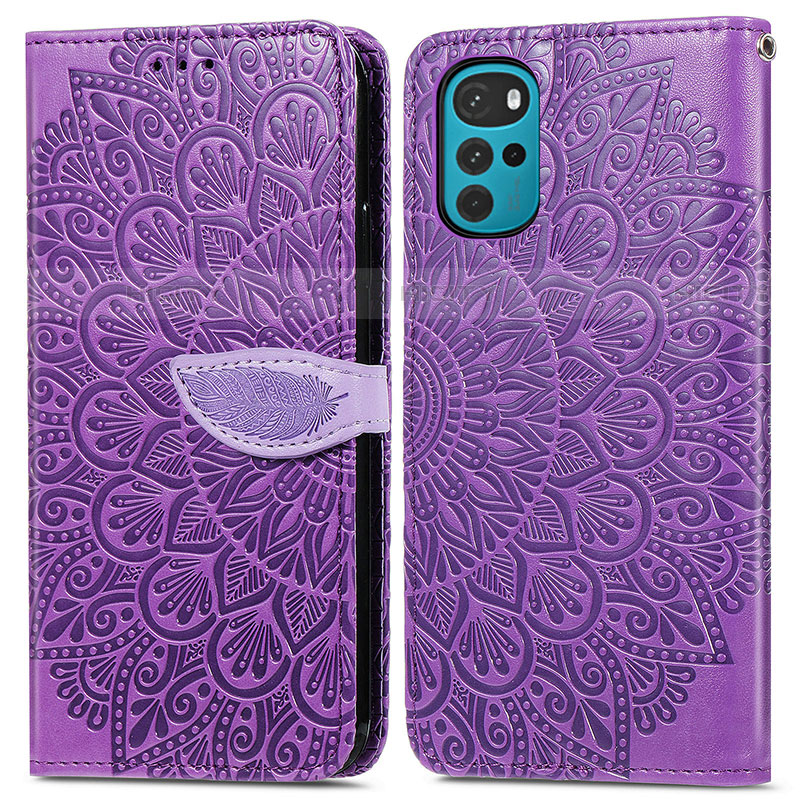 Custodia Portafoglio In Pelle Fantasia Modello Cover con Supporto S04D per Motorola Moto G22