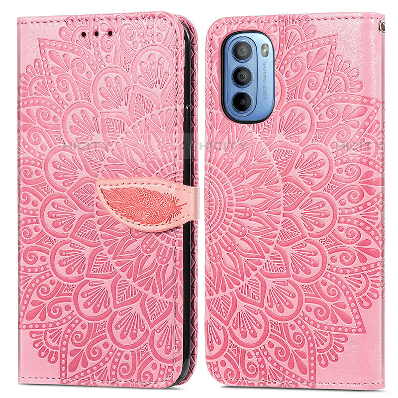 Custodia Portafoglio In Pelle Fantasia Modello Cover con Supporto S04D per Motorola Moto G41