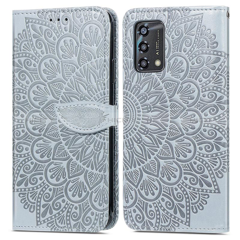 Custodia Portafoglio In Pelle Fantasia Modello Cover con Supporto S04D per Oppo A95 4G Grigio