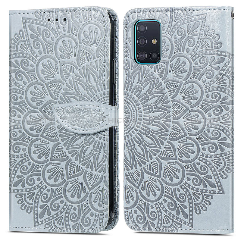 Custodia Portafoglio In Pelle Fantasia Modello Cover con Supporto S04D per Samsung Galaxy A71 4G A715 Grigio