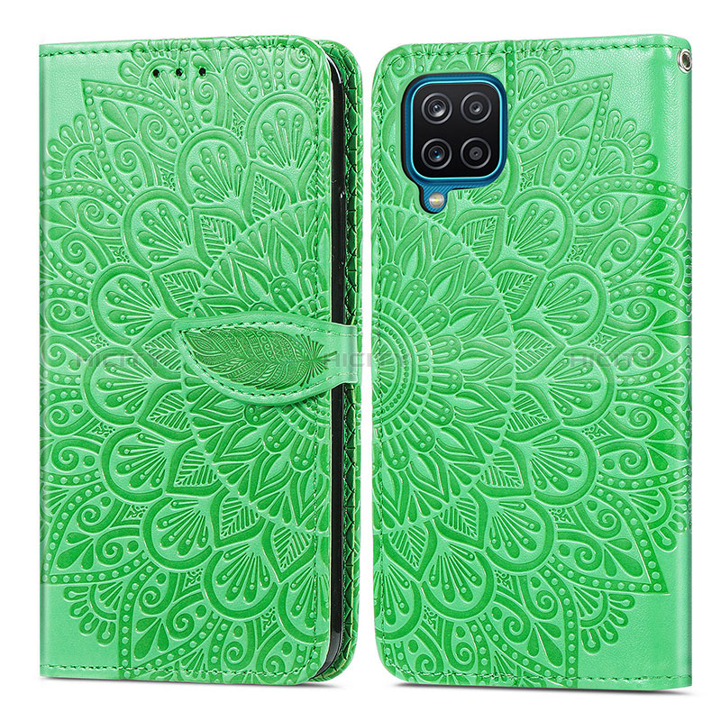 Custodia Portafoglio In Pelle Fantasia Modello Cover con Supporto S04D per Samsung Galaxy F12 Verde
