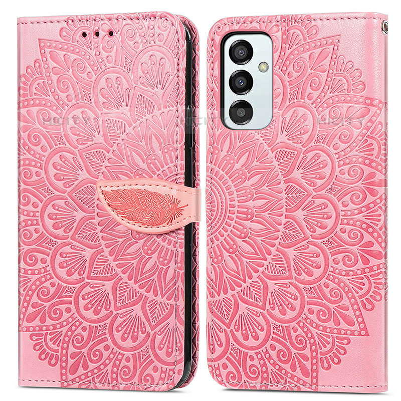 Custodia Portafoglio In Pelle Fantasia Modello Cover con Supporto S04D per Samsung Galaxy M23 5G Oro Rosa