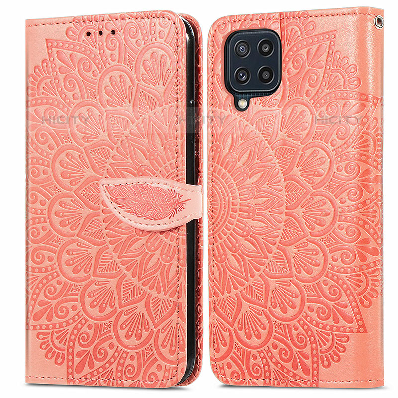 Custodia Portafoglio In Pelle Fantasia Modello Cover con Supporto S04D per Samsung Galaxy M32 4G Arancione