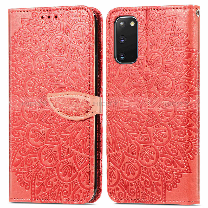 Custodia Portafoglio In Pelle Fantasia Modello Cover con Supporto S04D per Samsung Galaxy S20 5G Rosso
