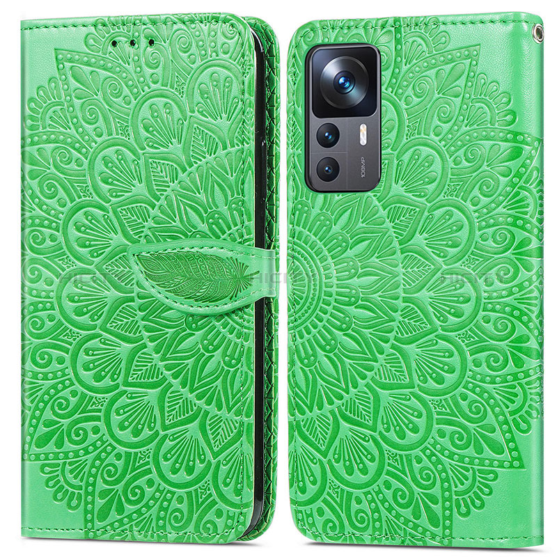 Custodia Portafoglio In Pelle Fantasia Modello Cover con Supporto S04D per Xiaomi Mi 12T 5G Verde