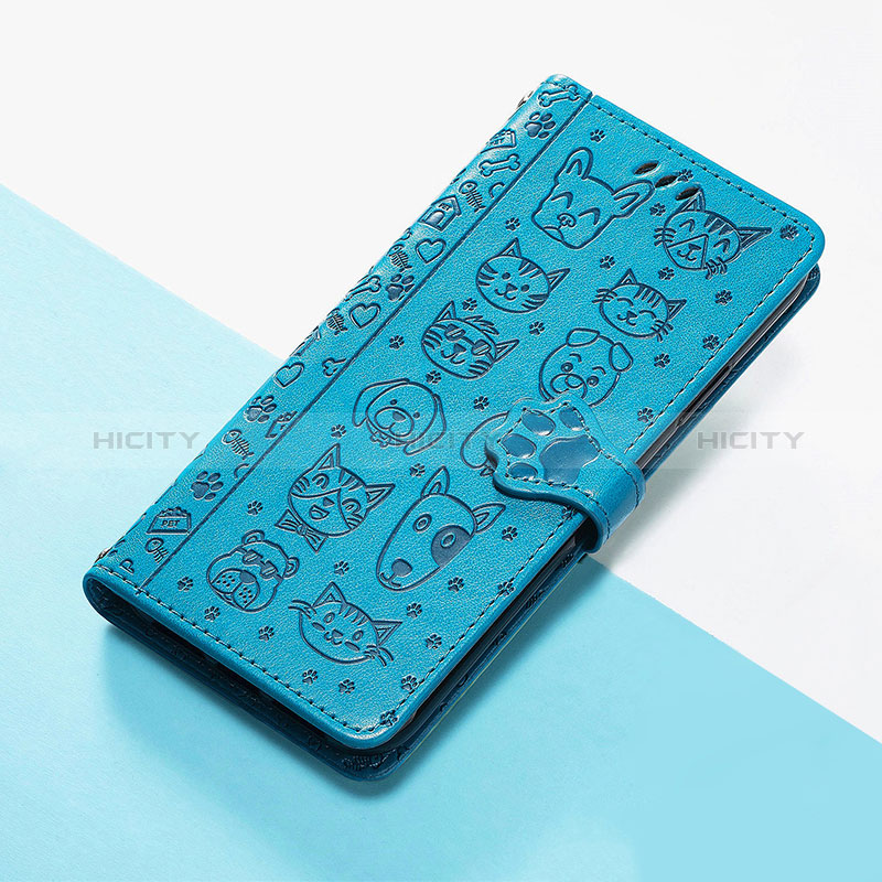 Custodia Portafoglio In Pelle Fantasia Modello Cover con Supporto S05D per Google Pixel 5 Blu