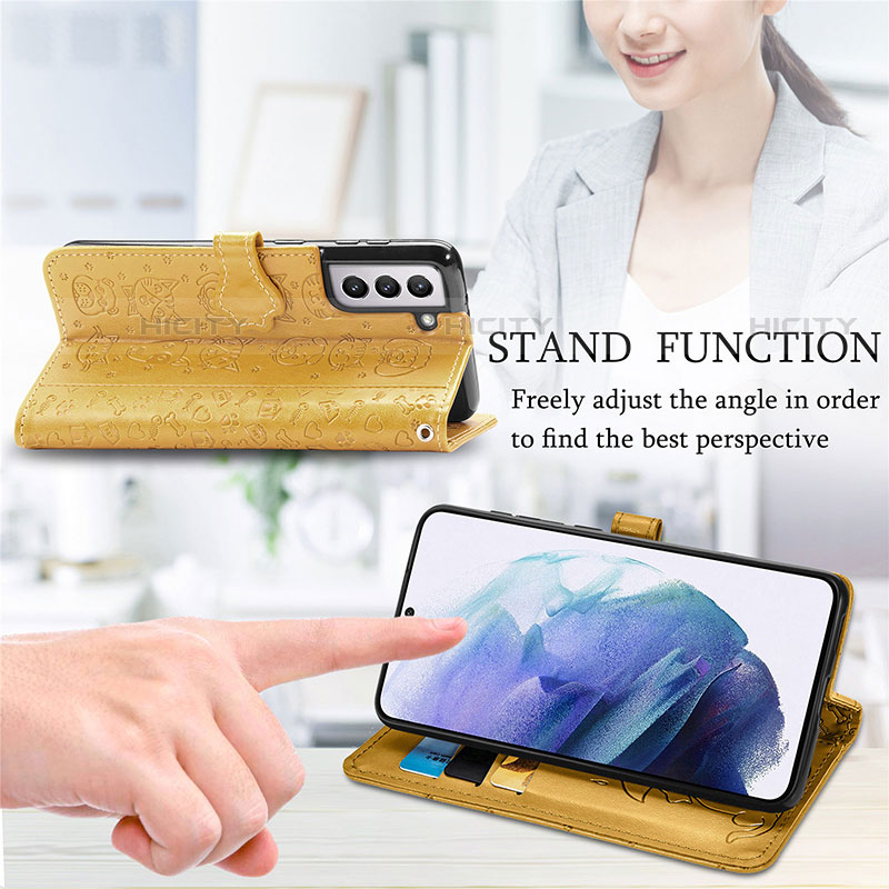 Custodia Portafoglio In Pelle Fantasia Modello Cover con Supporto S05D per Samsung Galaxy S21 FE 5G
