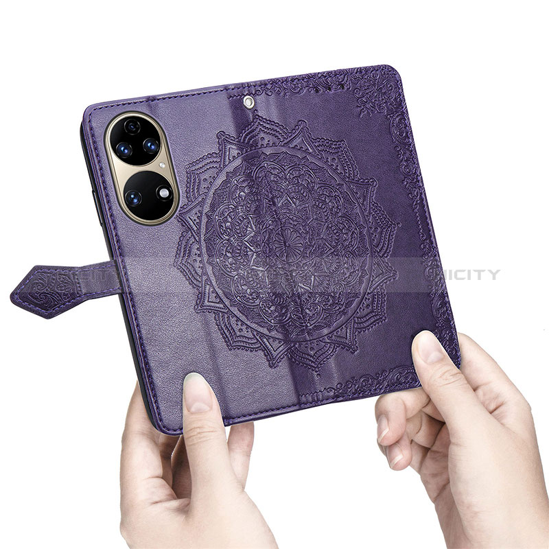 Custodia Portafoglio In Pelle Fantasia Modello Cover con Supporto S07D per Huawei P50 Pro