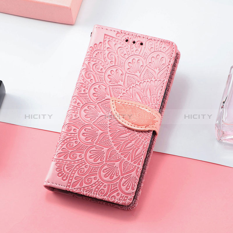 Custodia Portafoglio In Pelle Fantasia Modello Cover con Supporto S08D per Huawei Y7p Oro Rosa