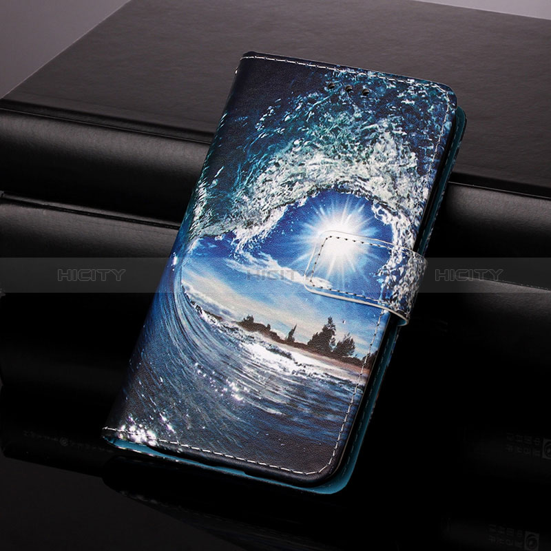 Custodia Portafoglio In Pelle Fantasia Modello Cover con Supporto Y01B per Samsung Galaxy A21s Blu Notte