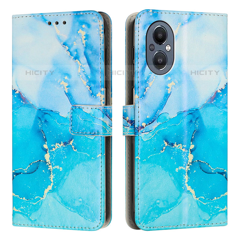 Custodia Portafoglio In Pelle Fantasia Modello Cover con Supporto Y01X per Oppo Reno8 Lite 5G Blu