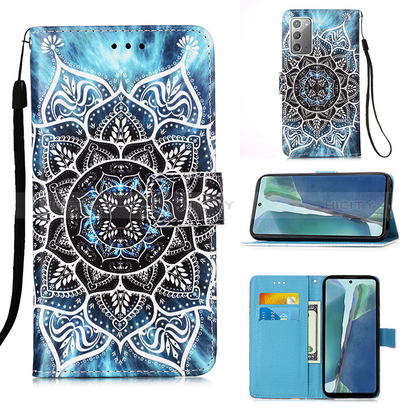 Custodia Portafoglio In Pelle Fantasia Modello Cover con Supporto Y02B per Samsung Galaxy Note 20 5G Multicolore