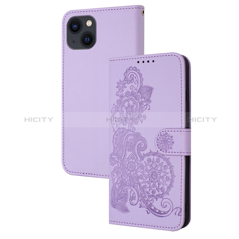 Custodia Portafoglio In Pelle Fantasia Modello Cover con Supporto Y02X per Apple iPhone 13 Lavanda