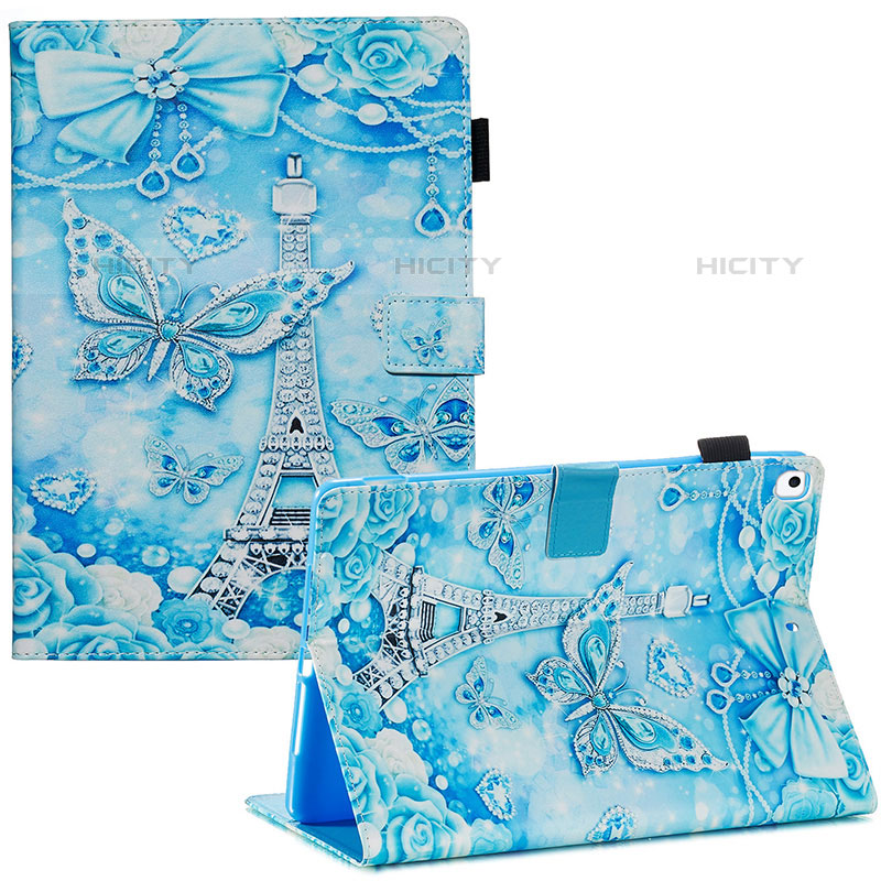 Custodia Portafoglio In Pelle Fantasia Modello Cover con Supporto Y03B per Apple iPad Air 3 Azzurro