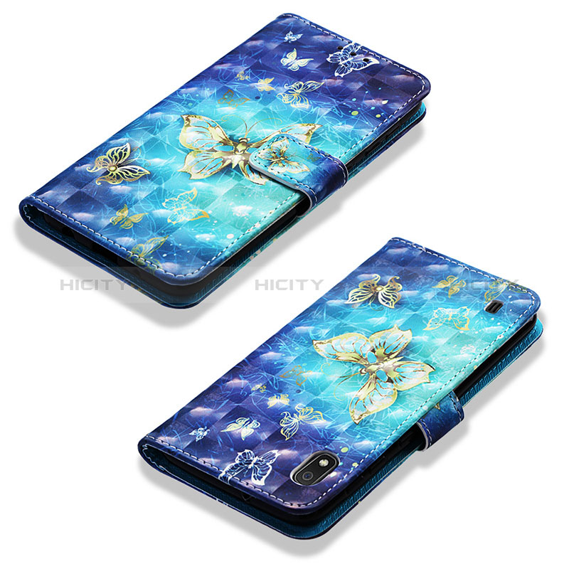 Custodia Portafoglio In Pelle Fantasia Modello Cover con Supporto Y03B per Samsung Galaxy A10 Cielo Blu