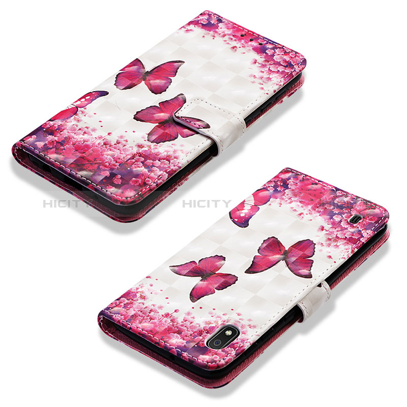 Custodia Portafoglio In Pelle Fantasia Modello Cover con Supporto Y03B per Samsung Galaxy A10 Rosa Caldo