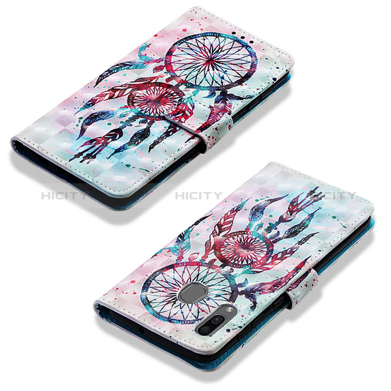 Custodia Portafoglio In Pelle Fantasia Modello Cover con Supporto Y03B per Samsung Galaxy A30 Multicolore