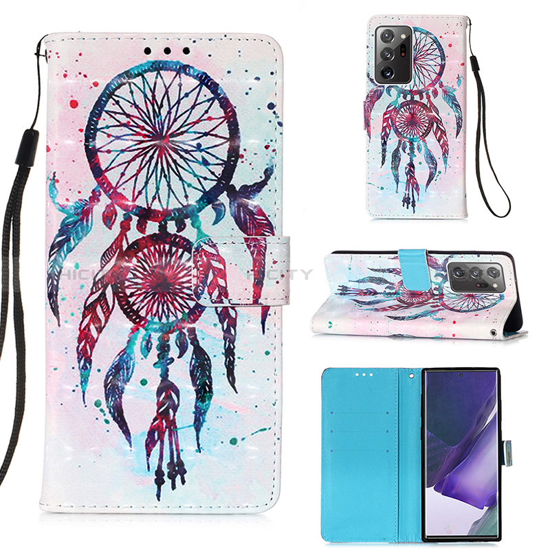 Custodia Portafoglio In Pelle Fantasia Modello Cover con Supporto Y03B per Samsung Galaxy Note 20 Ultra 5G Multicolore