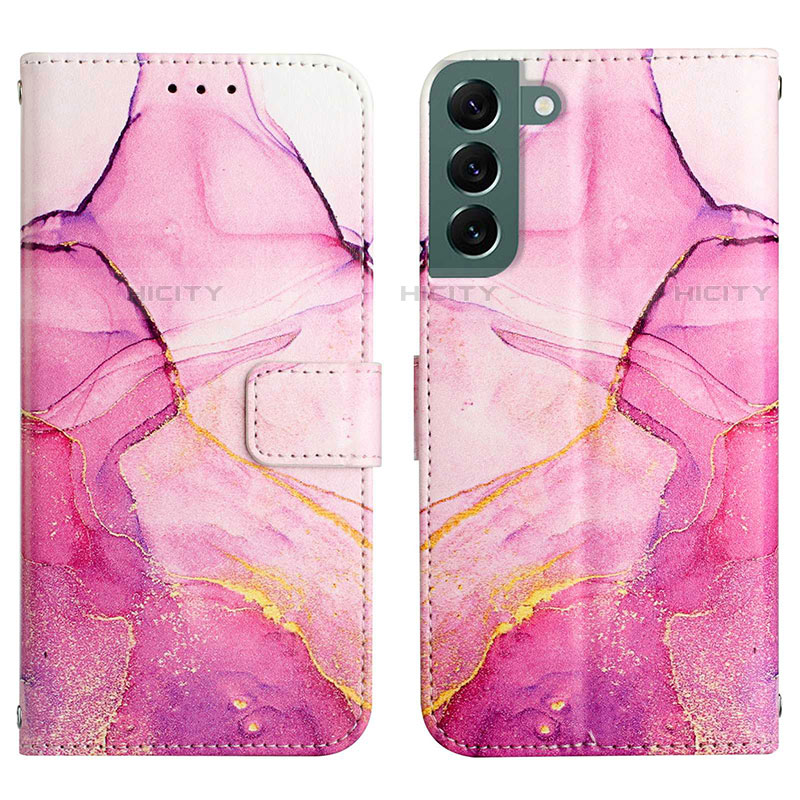 Custodia Portafoglio In Pelle Fantasia Modello Cover con Supporto Y03B per Samsung Galaxy S21 5G Rosa Caldo