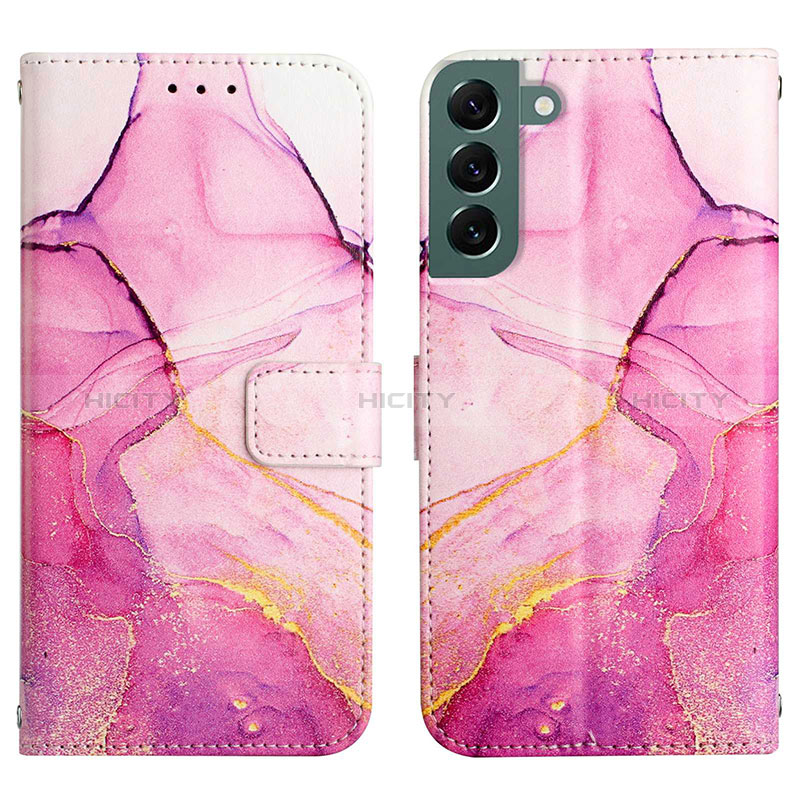 Custodia Portafoglio In Pelle Fantasia Modello Cover con Supporto Y03B per Samsung Galaxy S24 5G Rosa Caldo