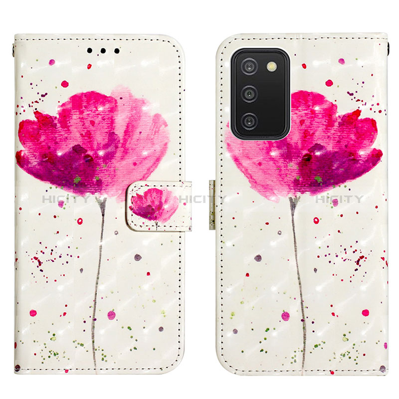 Custodia Portafoglio In Pelle Fantasia Modello Cover con Supporto Y04B per Samsung Galaxy A02s Rosa