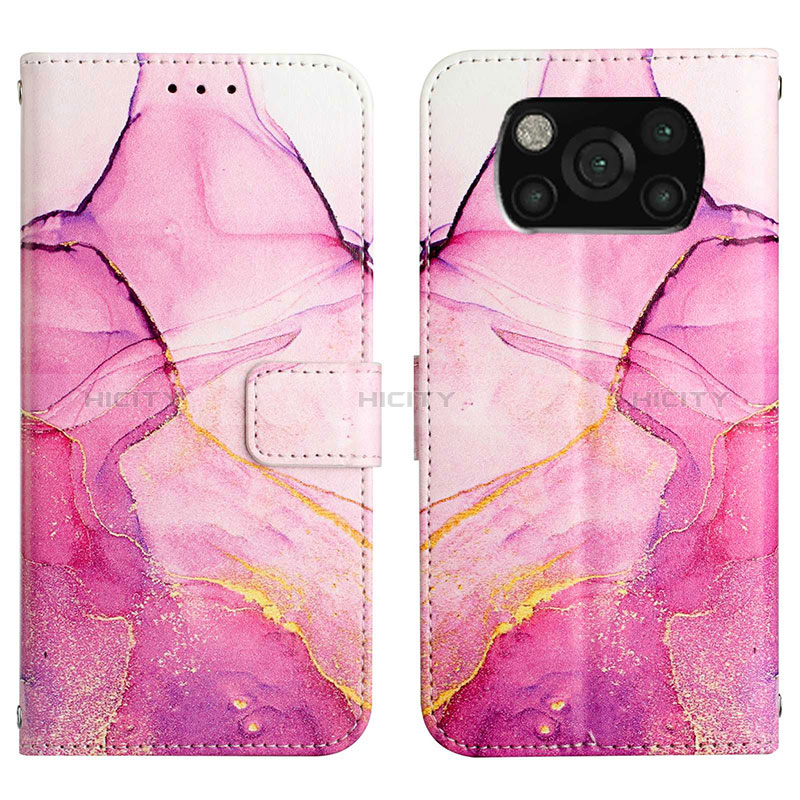 Custodia Portafoglio In Pelle Fantasia Modello Cover con Supporto Y04B per Xiaomi Poco X3 Pro Rosa Caldo