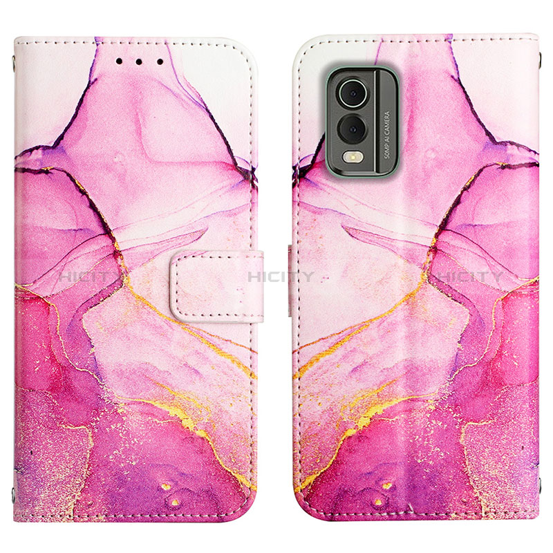 Custodia Portafoglio In Pelle Fantasia Modello Cover con Supporto YB1 per Nokia C210 Rosa Caldo