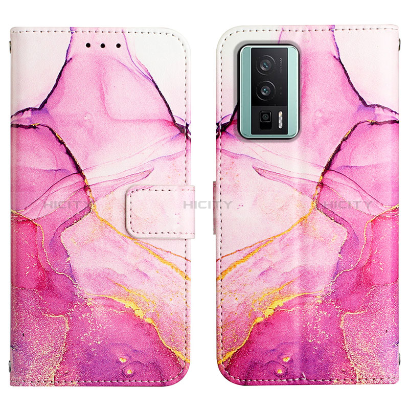 Custodia Portafoglio In Pelle Fantasia Modello Cover con Supporto YB4 per Xiaomi Poco F5 Pro 5G Rosa Caldo