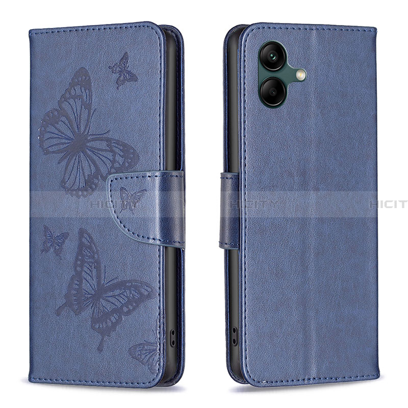 Custodia Portafoglio In Pelle Farfalla Cover con Supporto B01F per Samsung Galaxy A05 Blu