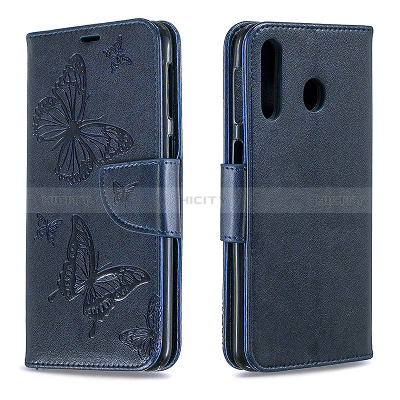 Custodia Portafoglio In Pelle Farfalla Cover con Supporto B01F per Samsung Galaxy A40s Blu
