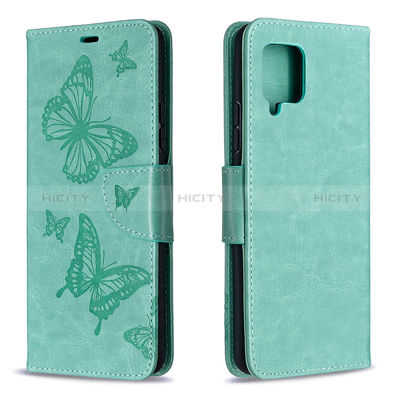 Custodia Portafoglio In Pelle Farfalla Cover con Supporto B01F per Samsung Galaxy A42 5G Verde