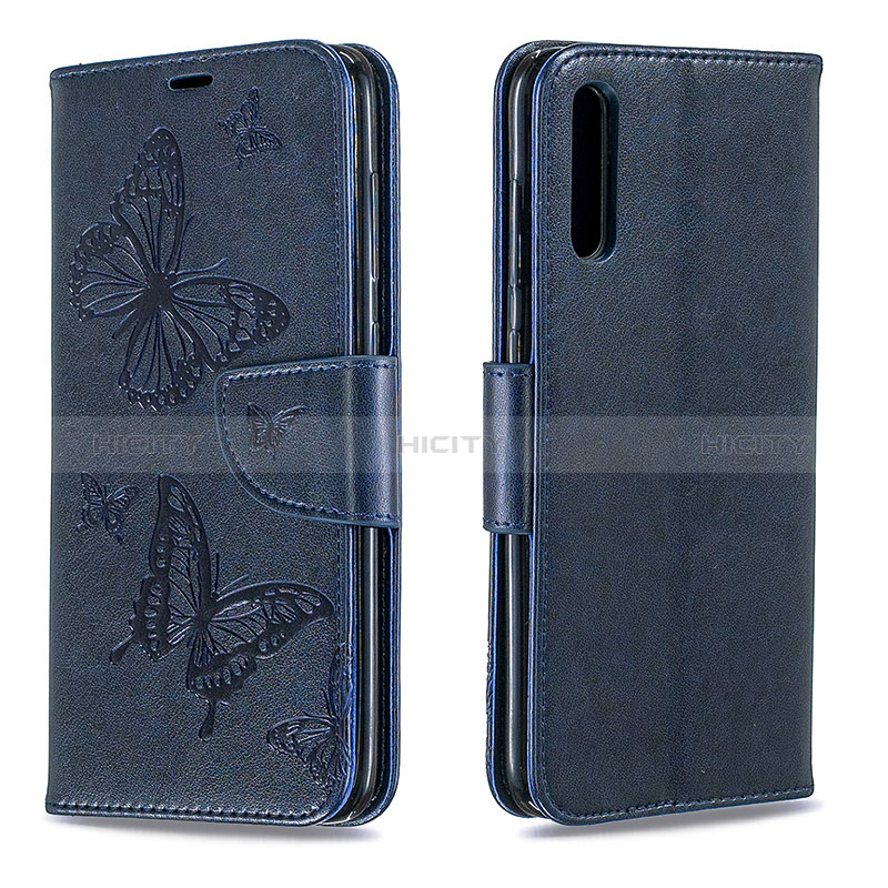 Custodia Portafoglio In Pelle Farfalla Cover con Supporto B01F per Samsung Galaxy A70 Blu