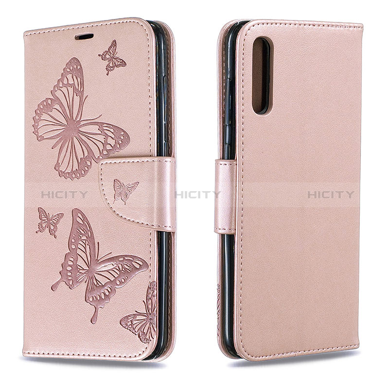 Custodia Portafoglio In Pelle Farfalla Cover con Supporto B01F per Samsung Galaxy A70 Oro Rosa