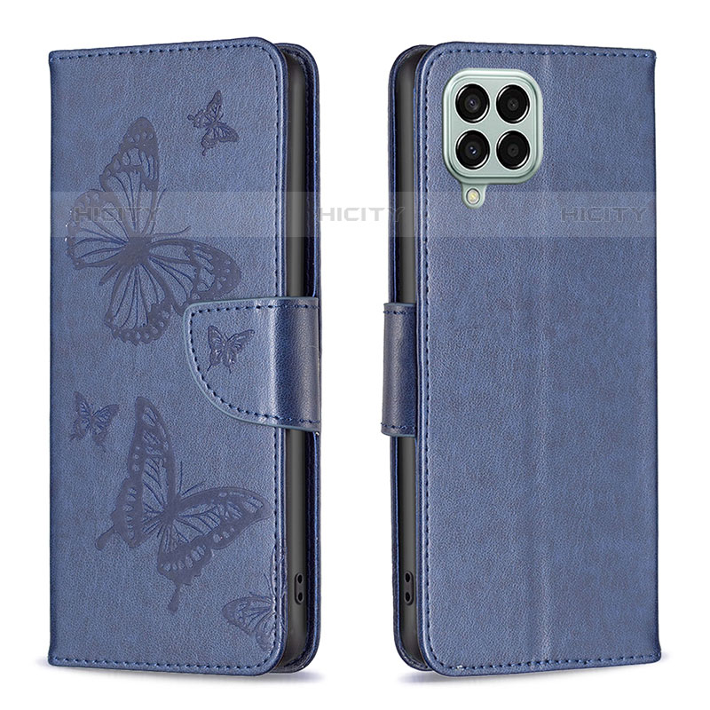 Custodia Portafoglio In Pelle Farfalla Cover con Supporto B01F per Samsung Galaxy M33 5G Blu