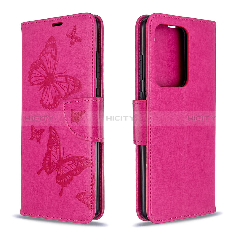 Custodia Portafoglio In Pelle Farfalla Cover con Supporto B01F per Samsung Galaxy S20 Plus Rosa Caldo