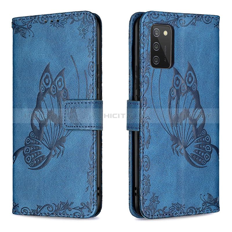 Custodia Portafoglio In Pelle Farfalla Cover con Supporto B02F per Samsung Galaxy A02s