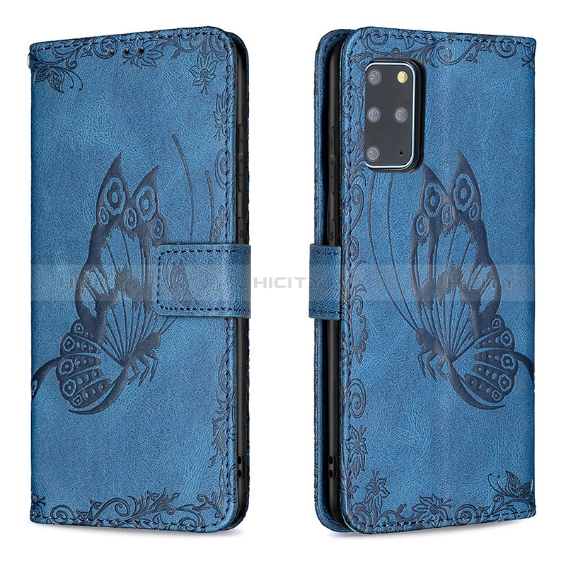 Custodia Portafoglio In Pelle Farfalla Cover con Supporto B02F per Samsung Galaxy S20 Plus 5G Blu
