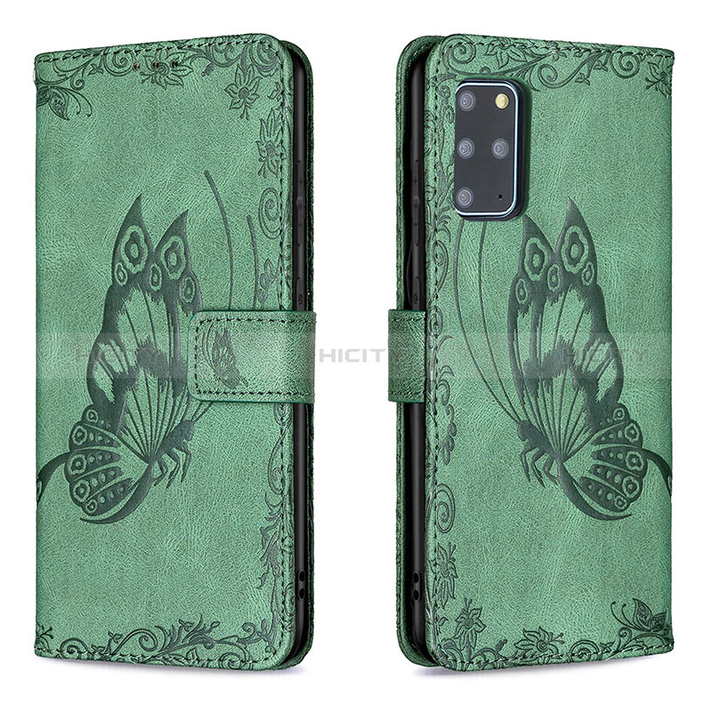 Custodia Portafoglio In Pelle Farfalla Cover con Supporto B02F per Samsung Galaxy S20 Plus 5G Verde