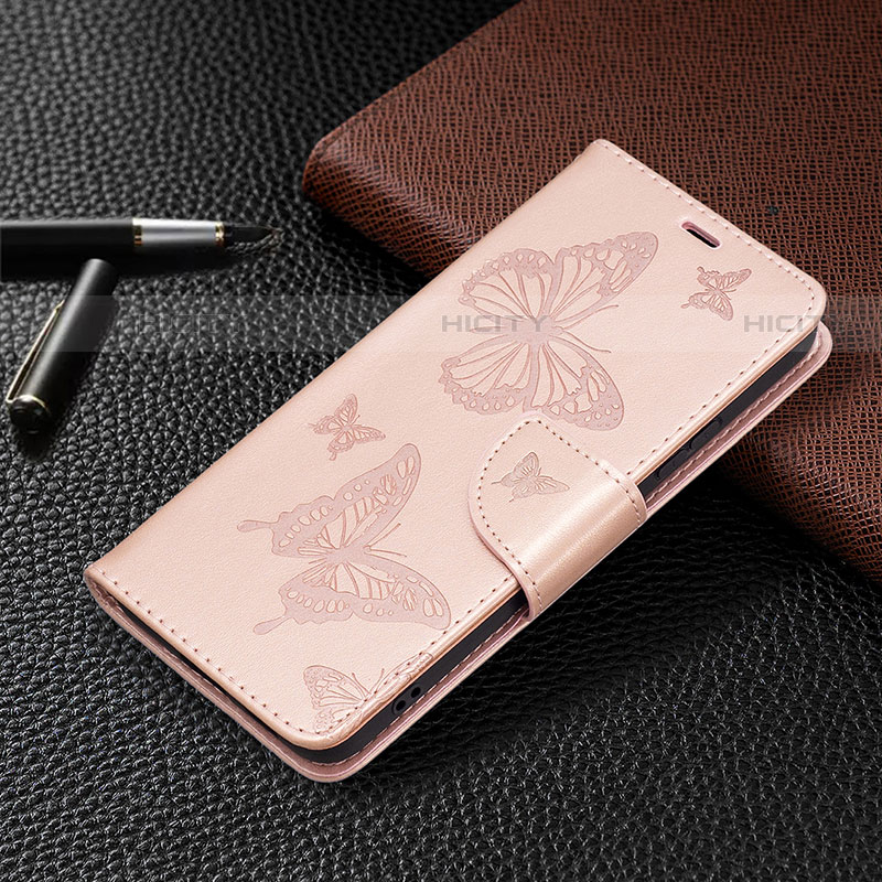 Custodia Portafoglio In Pelle Farfalla Cover con Supporto B13F per Samsung Galaxy S21 FE 5G Oro