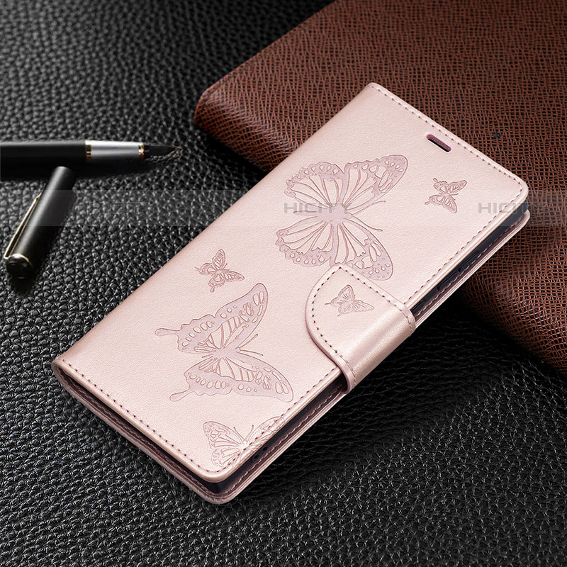 Custodia Portafoglio In Pelle Farfalla Cover con Supporto B13F per Samsung Galaxy S21 Ultra 5G Oro