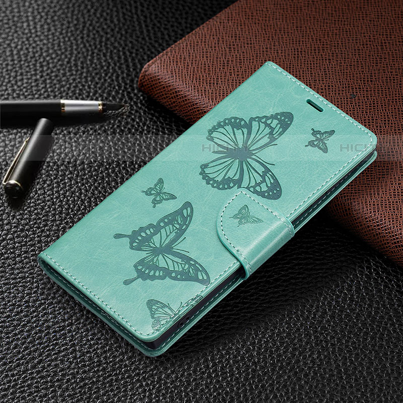 Custodia Portafoglio In Pelle Farfalla Cover con Supporto B13F per Samsung Galaxy S21 Ultra 5G Verde