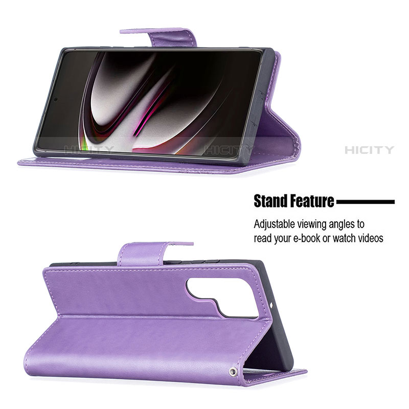 Custodia Portafoglio In Pelle Farfalla Cover con Supporto B13F per Samsung Galaxy S23 Ultra 5G