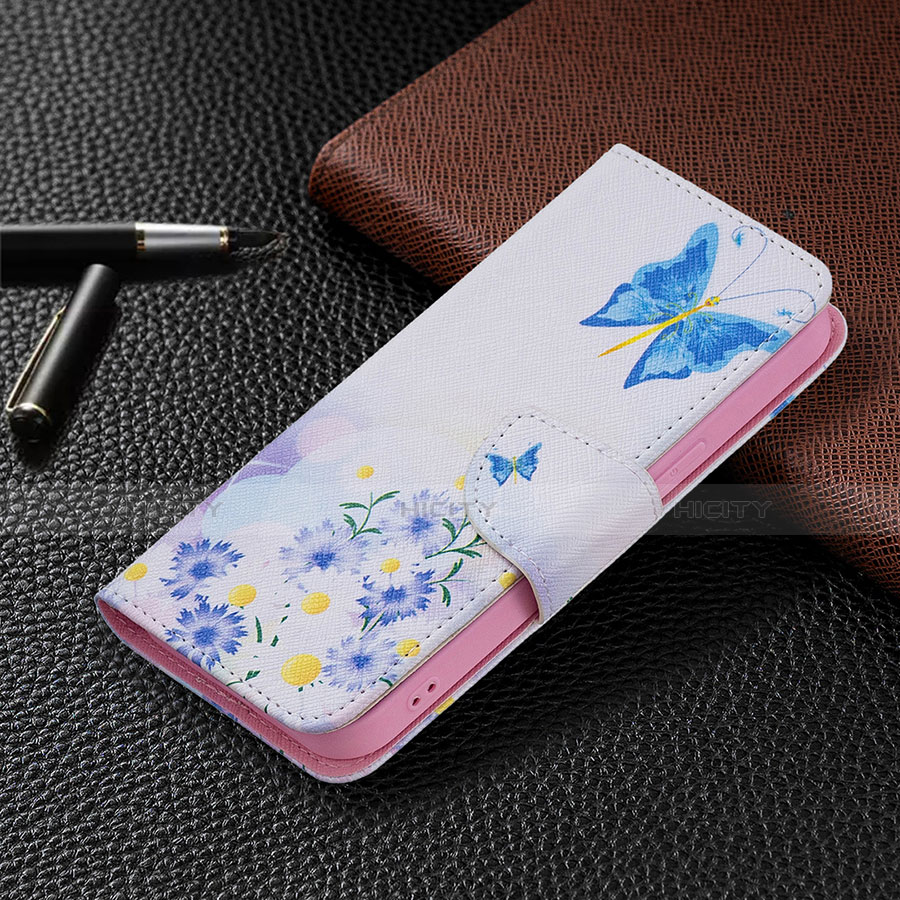 Custodia Portafoglio In Pelle Farfalla Cover con Supporto L01 per Apple iPhone 13 Mini Blu