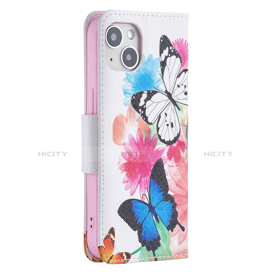 Custodia Portafoglio In Pelle Farfalla Cover con Supporto L01 per Apple iPhone 13 Mini Rosa