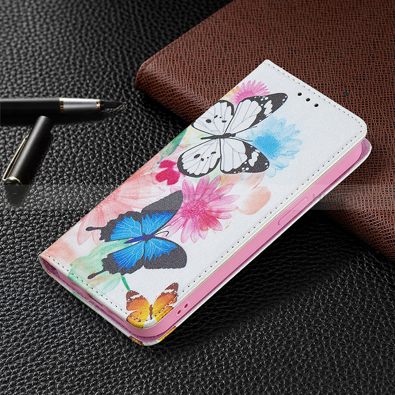 Custodia Portafoglio In Pelle Farfalla Cover con Supporto L01 per Apple iPhone 14 Pro Max Rosa